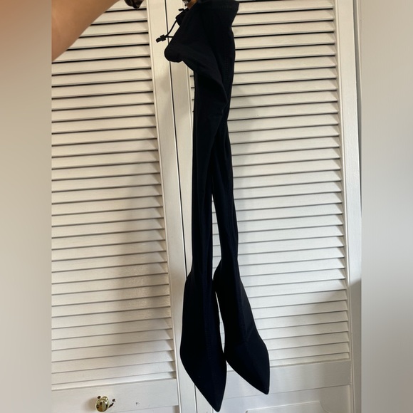 COPY - ZARA - knee high black sock heel boots size 7 - Picture 5 of 7